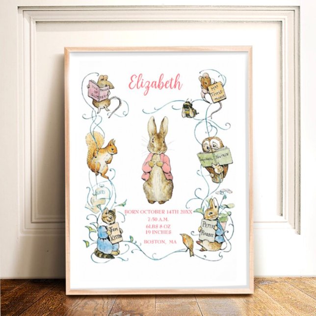 Beatrix Potter Birth Stats Nursery Art Poster (Creator Uploaded)