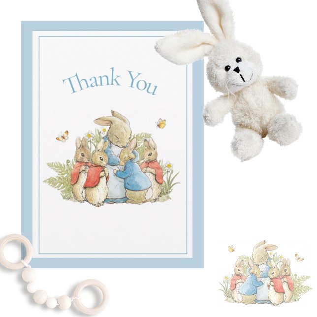 Beatrix Potter Blue Baby Boy Girl Shower Thank You Card (Creator Uploaded)