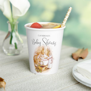 Beatrix Potter Bunny Pink Girl Baby Shower Paper Cups
