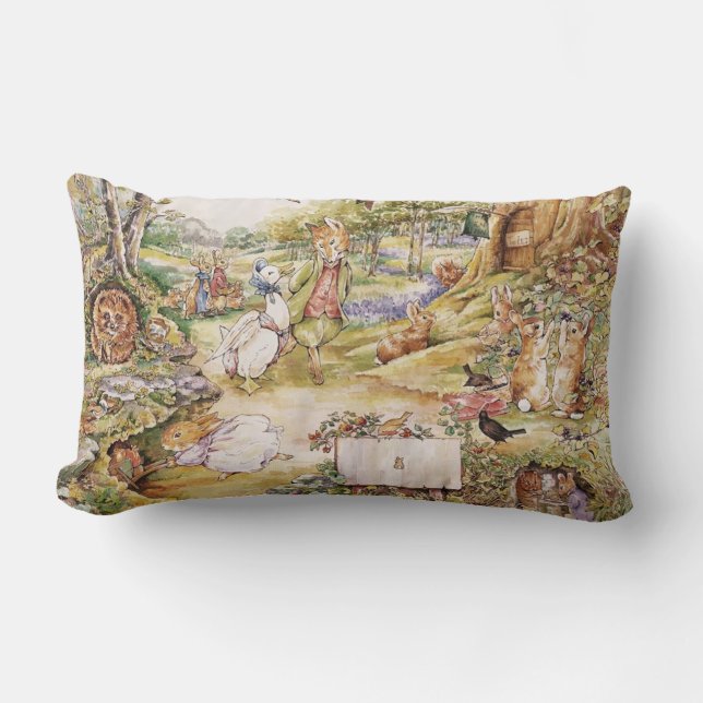 Beatrix Potter Cute Peter and Friends Lumbar Cushion (Front)