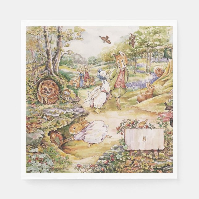 Beatrix Potter Cute Peter and Friends Napkin (Front)