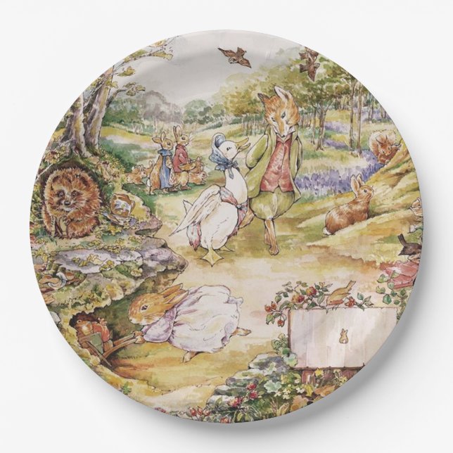 Beatrix Potter Cute Peter and Friends Paper Plate (Front)