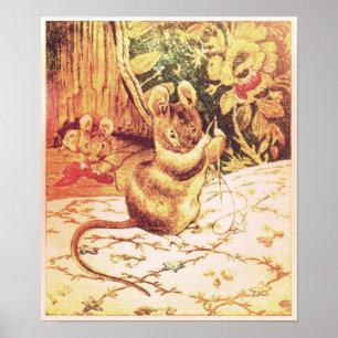 Beatrix potter mouse cute vintage sewing poster