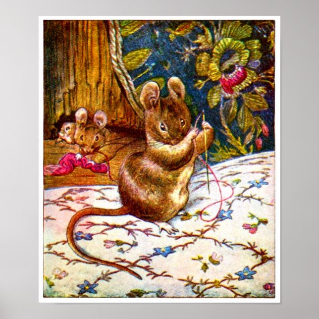 Beatrix potter mouse cute vintage sewing poster (Front)