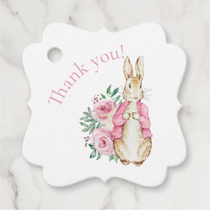 Beatrix Potter Pink Floral Baby Shower Favour Tags