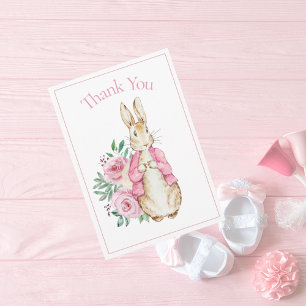 Beatrix Potter Pink Floral Baby Shower Thank You Card