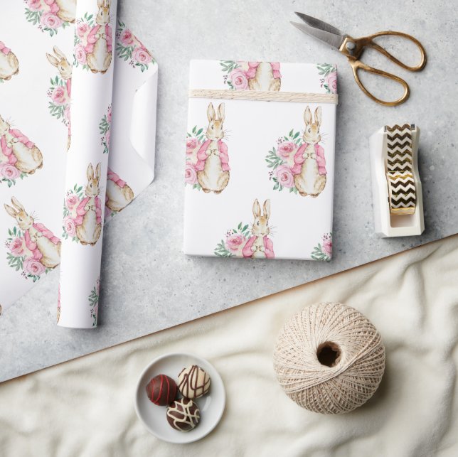 Beatrix Potter Pink Floral Baby Shower Wrapping Paper (Crafts)