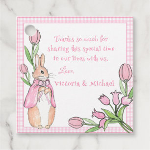 Beatrix Potter Pink White Thank You Baby Shower Favour Tags