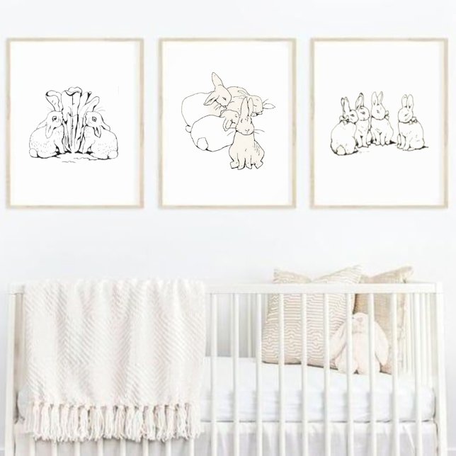 Beatrix Potter Simple Bunny Sketch Nursery Poster (Creator Uploaded)