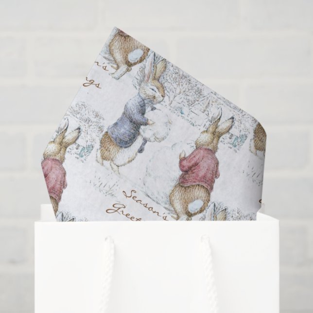 Beatrix Potter Snowman and Bunnies Holiday  Tissue Paper (Gift Bag)