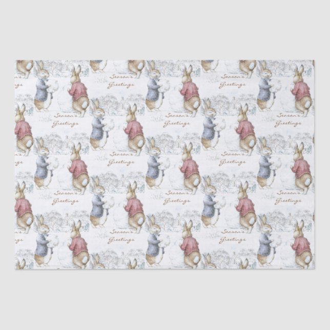 Beatrix Potter Snowman and Bunnies Holiday  Tissue Paper (Front)