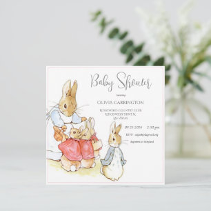 Beatrix Potter Vintage Pink Girl Baby Shower Invitation