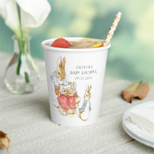 Beatrix Potter Vintage Rabbit Baby Shower Paper Cups