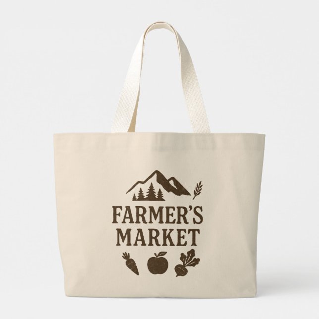 Beats Carrot Apple Farmers Market Large Tote Bag (Back)