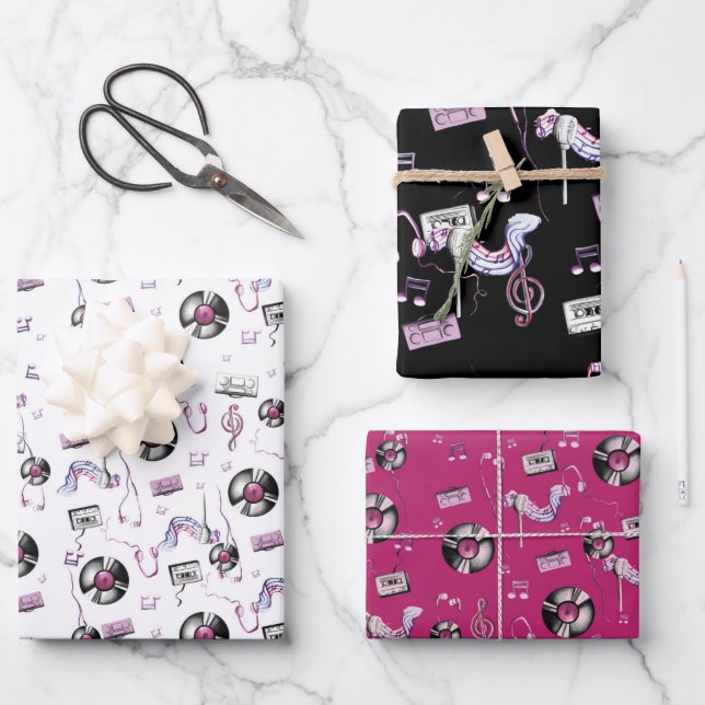 Beats Musical Pattern  Wrapping Paper Sheet (Front)