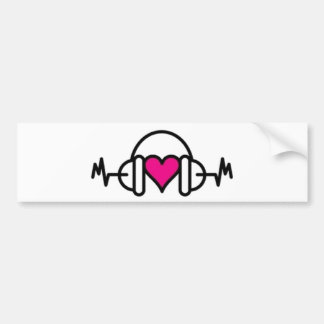 Beats of Love | Pink heart with pulse & headphone Bumper Sticker