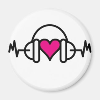 Beats of Love | Pink heart with pulse & headphone Magnet