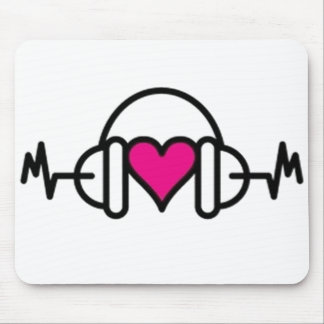 Beats of Love | Pink heart with pulse & headphone Mouse Mat