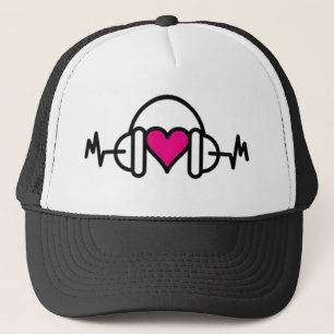 Beats of Love Pink heart with pulse & headphone Trucker Hat