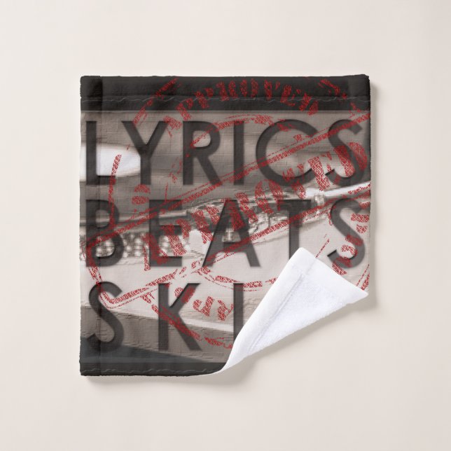 BEATS SKILL LYRICS ON TURNTABLE HIP HOP BATH TOWEL SET (Wash Cloth)