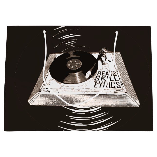 BEATS SKILL LYRICS ON TURNTABLE HIP HOP LARGE GIFT BAG (Front)