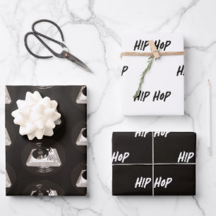 BEATS SKILL LYRICS ON TURNTABLE HIP HOP WRAPPING PAPER SHEET