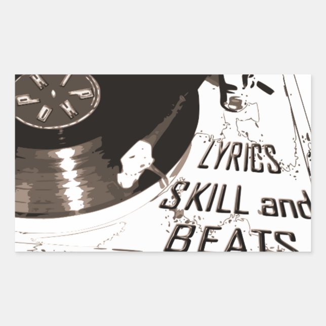 BEATS SKILL LYRICS RECORD PLAYER RECTANGULAR STICKER (Front)