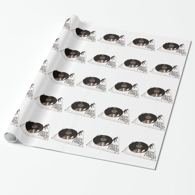 BEATS SKILL LYRICS RECORD PLAYER WRAPPING PAPER (Unrolled)