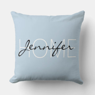 Beau blue colour home monogram cushion