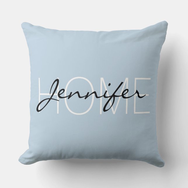 Beau blue colour home monogram cushion (Front)