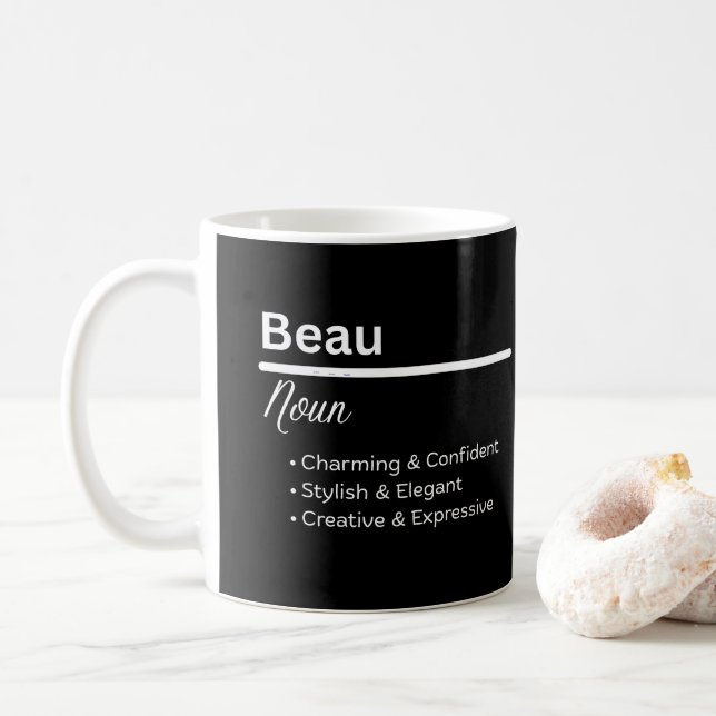 Beau Boy Personalized Name Definition Coffee Mug (With Donut)