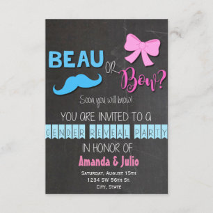 Beau or Bow Gender Reveal Invitation