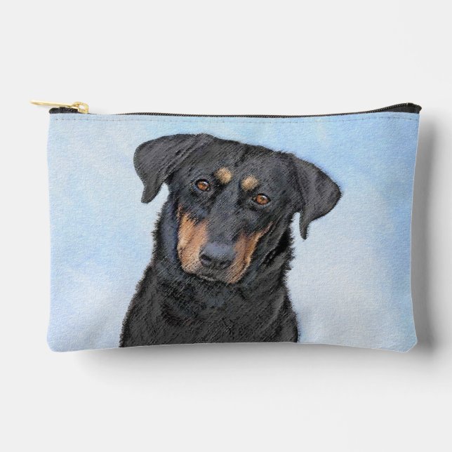 Beauceron Black and Tan Painting Sheepdog Dog Art Accessory Pouch (Front)