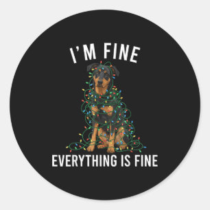 Beauceron Christmas I'm Fine Everything Is Fine  Classic Round Sticker