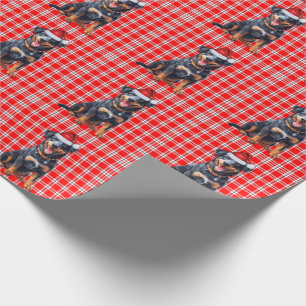 Beauceron Dog and Red Plaid Christmas Wrapping Paper