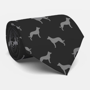 Beauceron Dog Breed Silhouettes Pattern Grey Tie