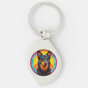 Beauceron dog Colourful Illustration Key Ring