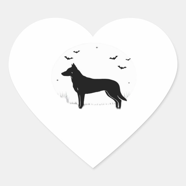 Beauceron Dog – Halloween Moon Silhouette Classic  Heart Sticker (Front)