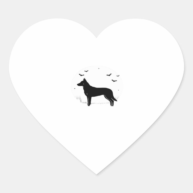 Beauceron Dog � Halloween Moon Silhouette Classic  Heart Sticker (Front)