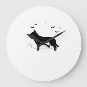 Beauceron Dog � Halloween Moon Silhouette Classic Large Clock