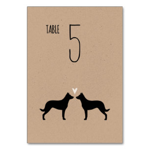 Beauceron Dog Silhouettes Wedding Reception Table Number