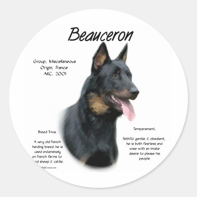 Beauceron History; All About Beaucerons Classic Round Sticker (Front)