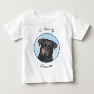 Beauceron Painting - Cute Original Dog Art Baby T-Shirt