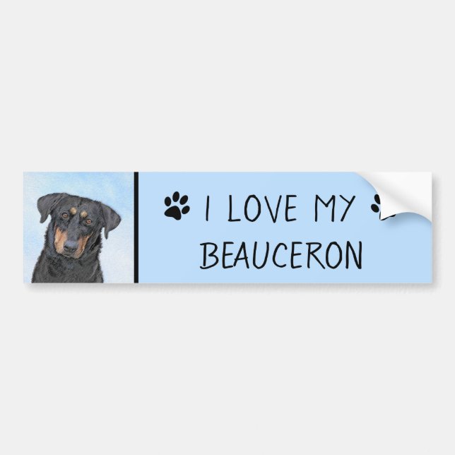 Beauceron Painting - Cute Original Dog Art Bumper Sticker (Front)