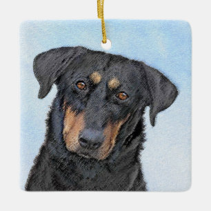 Beauceron Painting - Cute Original Dog Art Ceramic Ornament