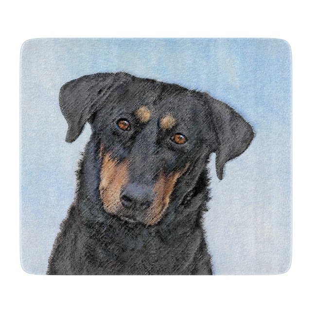 Beauceron Painting - Cute Original Dog Art Cutting Board (Front)
