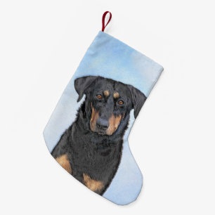 Beauceron Painting - Cute Original Dog Art Small Christmas Stocking