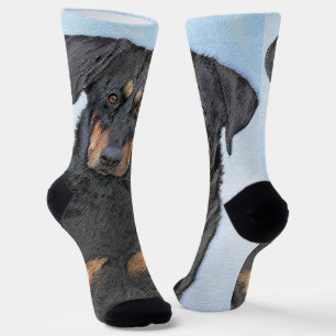 Beauceron Painting - Cute Original Dog Art Socks