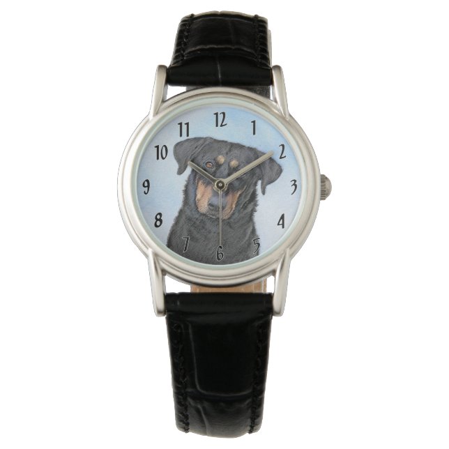 Beauceron Painting - Cute Original Dog Art Watch (Front)