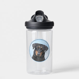 Beauceron Painting - Cute Original Dog Art Water Bottle
